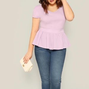 Plus size light purple peplum top